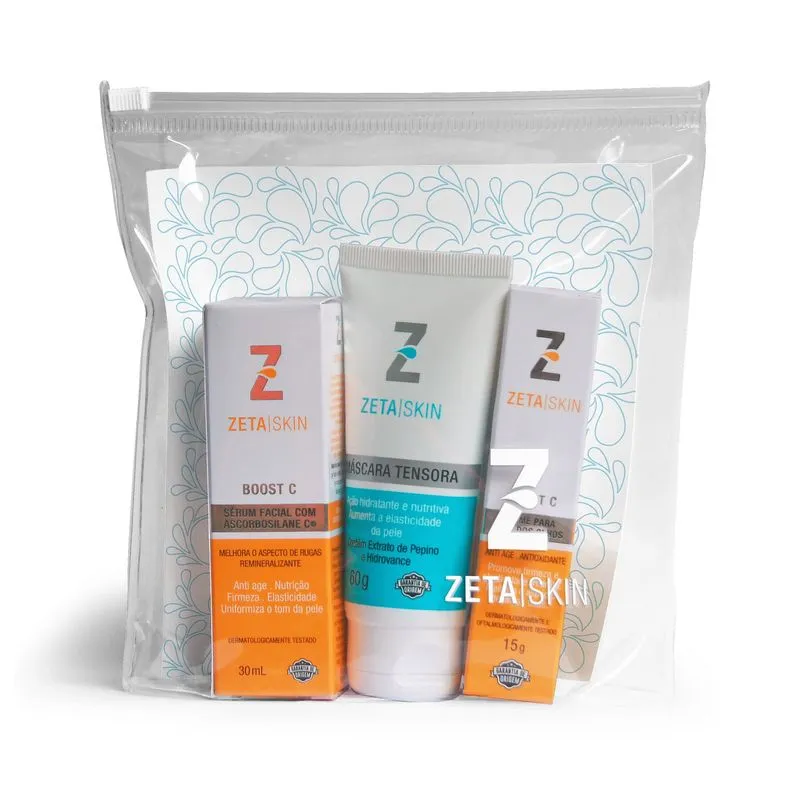 Kit Zeta Skin Máscara Tensora 60g+boost C Sérum Facial 30ml+boost C Creme Para Área Dos Olhos 15g