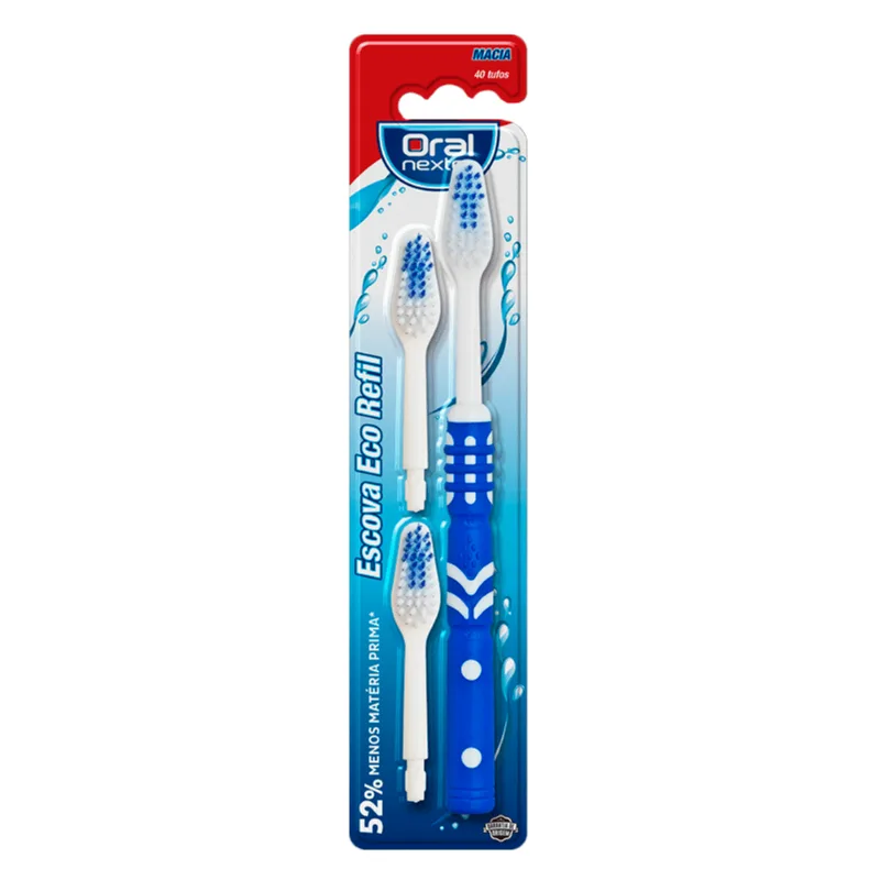 Escova Dental Oral Nexter Macia Eco Refil 1 Escova + 2 Refil