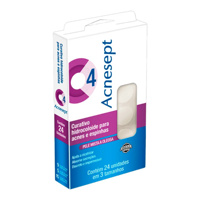 Curativo Hidrocoloide Para Acnes e Espinhas Acnesept 24 Unidades