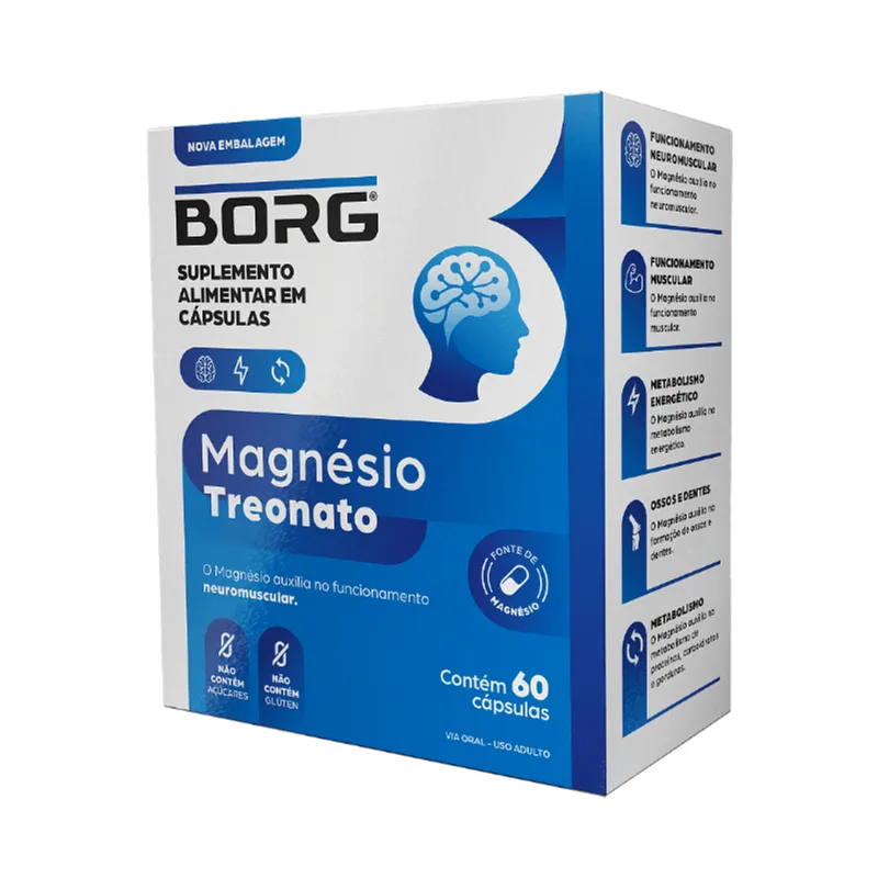 Suplemento Alimentar Borg Magnésio Treonato 60 Cápsulas
