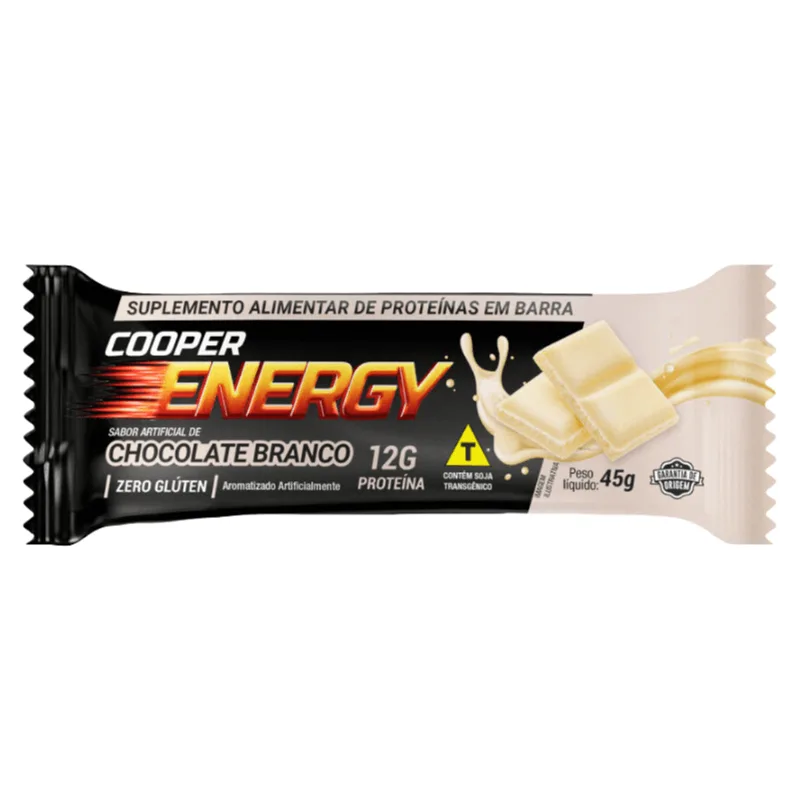 Barra de Proteína Cooper Energy Sabor Chocolate Branco 45g