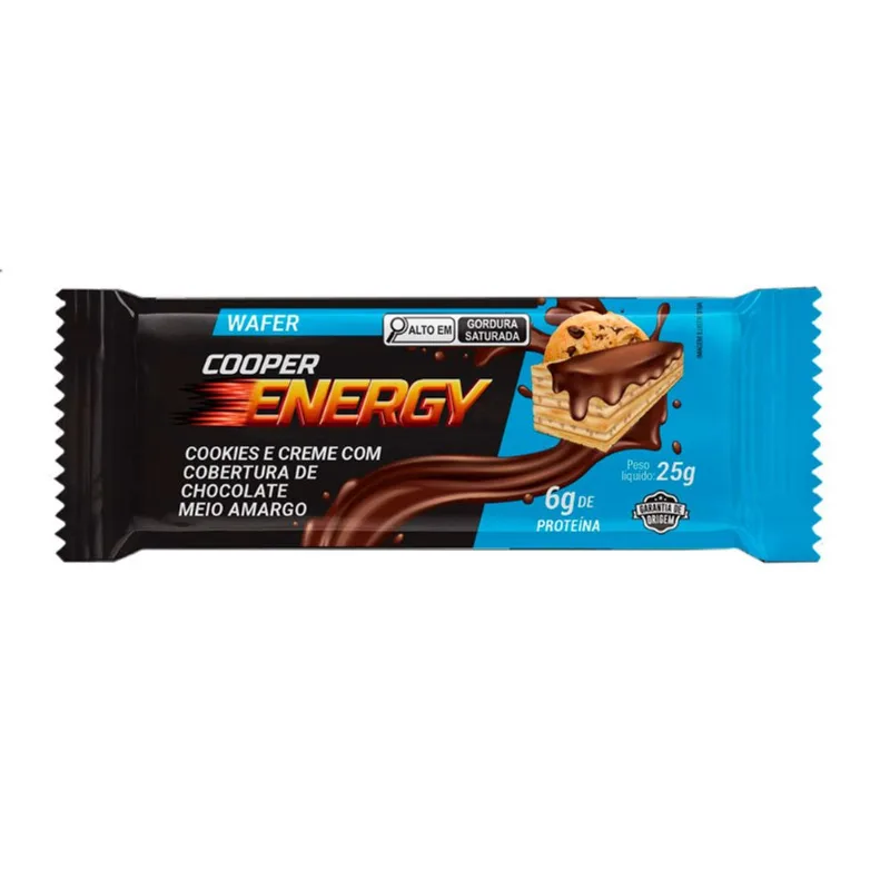 Wafer Cooper Energy Sabor Cookies e Creme 25g