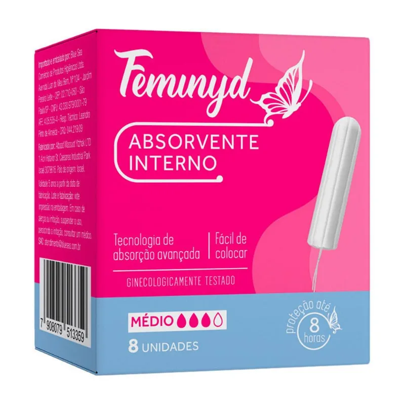 Absorvente Interno Feminyd Médio 8 Unidades