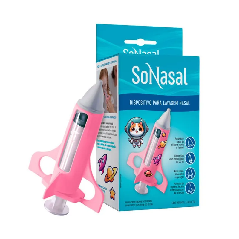 Dispositivo para Lavagem Nasal SoNasal Infantil Rosa 1 Unidade