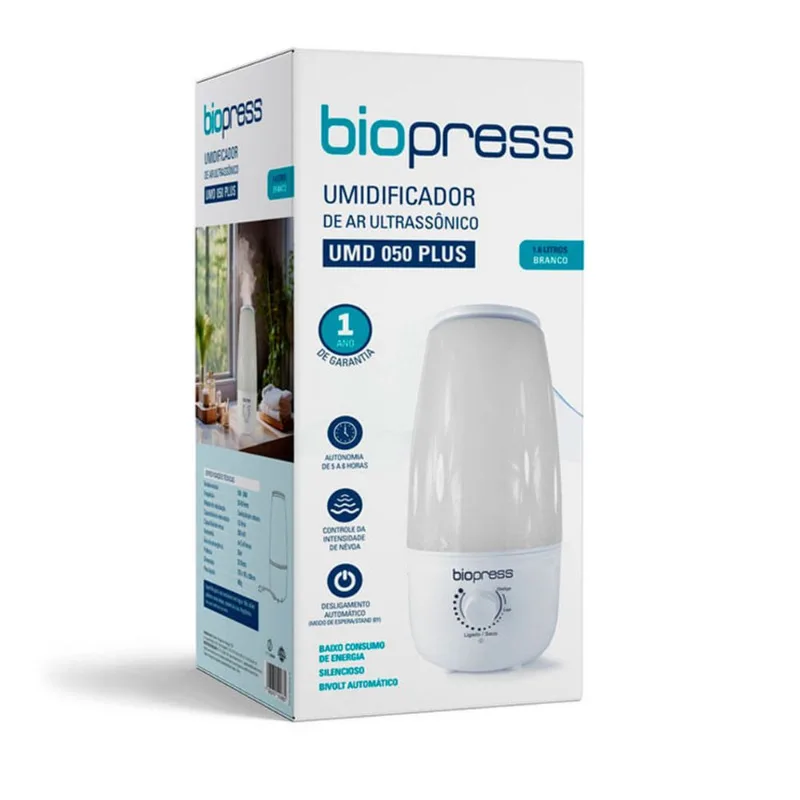 Umidificador de Ar Ultrassônico Biopress UMD 050 Plus 1,6L