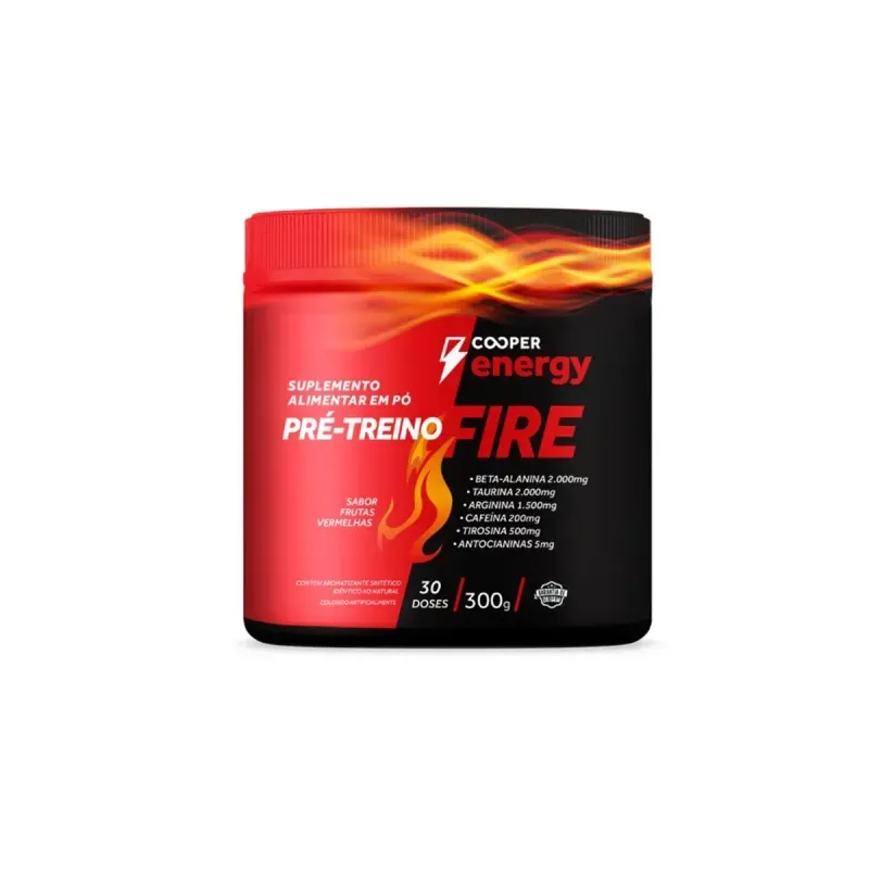 Pré-Treino Fire Cooper Energy Sabor Frutas Vermelhas 300g