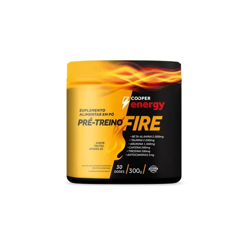 Pré-Treino Fire Cooper Energy Sabor Frutas Amarelas 300g