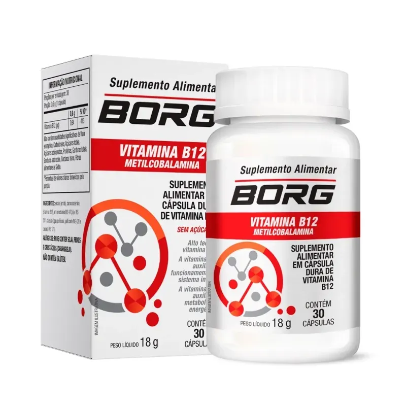 Borg Vitamina B12 Metilcobalamina 30 Cápsulas