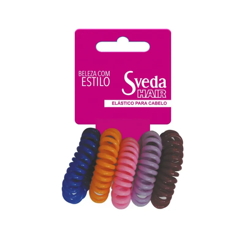 Xuxinha De Cabelo Sveda Hair Fio De Telefone Colorido 5 Unidades