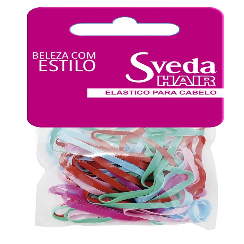 Elástico De Silicone Para Cabelo Sveda Colorido Grosso 50 Unidades
