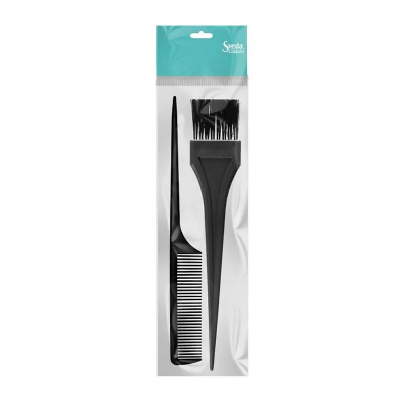 Kit 1 Pincel Sveda Hair + 1 Pente Fino Para Tintura