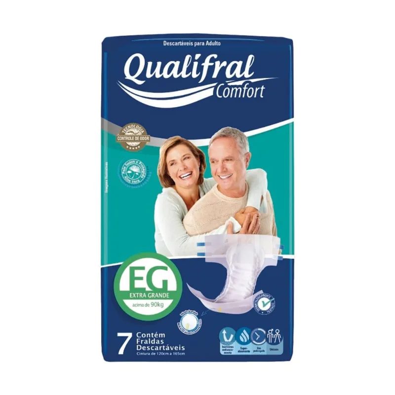Fralda Geriátrica Descartável Qualifral Comfort EG 7 Unidades
