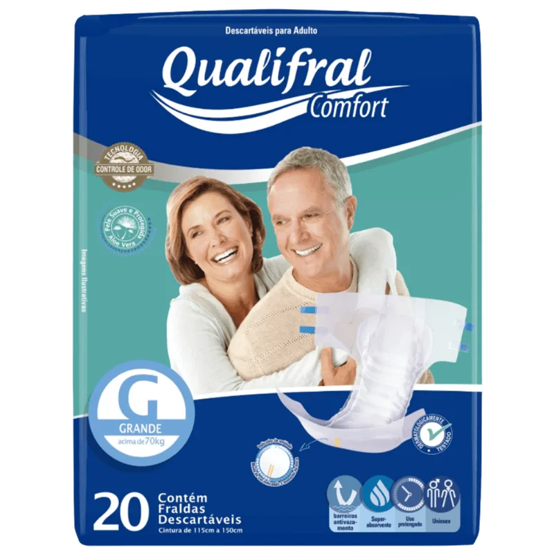 Fraldas Descartáveis para Adulto Qualifral Mega Comfort G 20 Unidades
