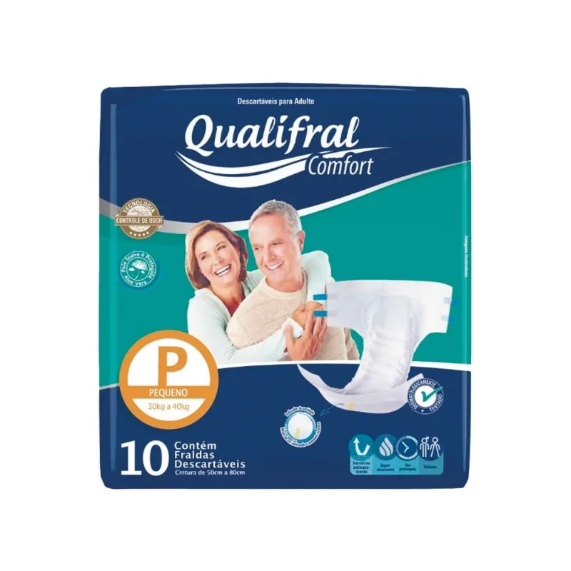 Fralda Geriátrica Descartável Qualifral Comfort P 10 Unidades