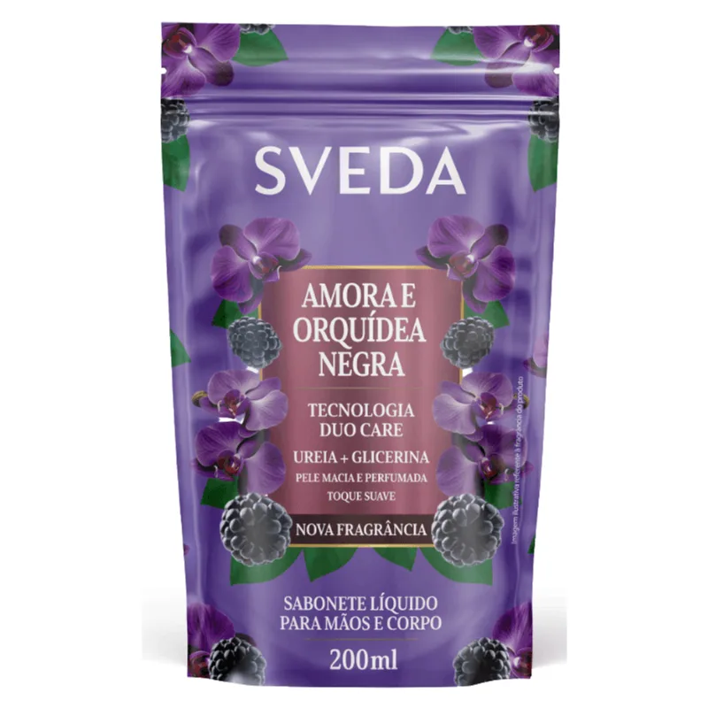 Refil Sabonete Líquido Sveda Amora e Orquídea Negra 200ml