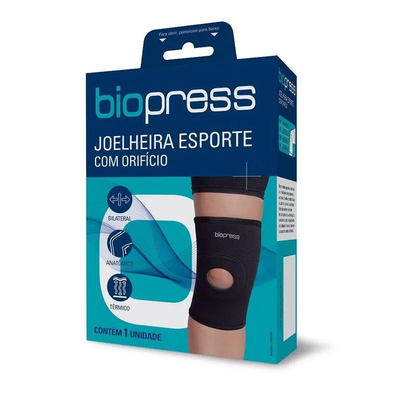 Joelheira de Esportes Biopress com Orifício Reforçado P Biopress 1 Unidade