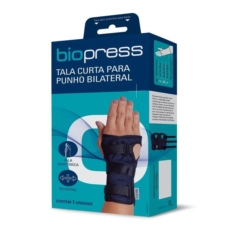 Tala Curta para Punho Bilateral Tamanho G Biopress 1 Unidade