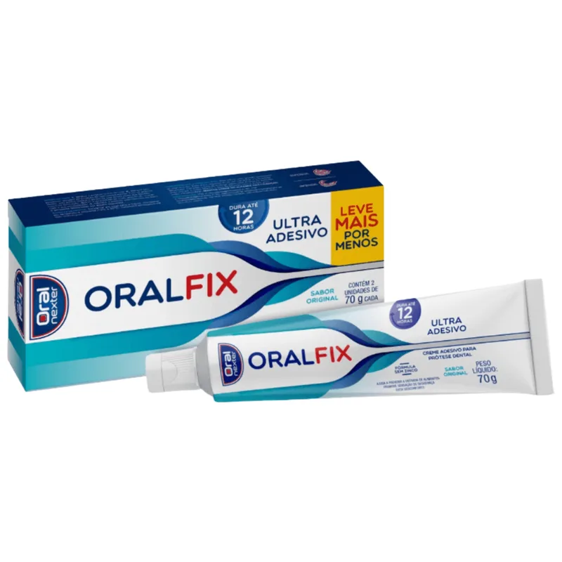 Kit Creme Adesivo para Prótese Dental Oralfix Sabor Original 2 Unidades 70g Cada