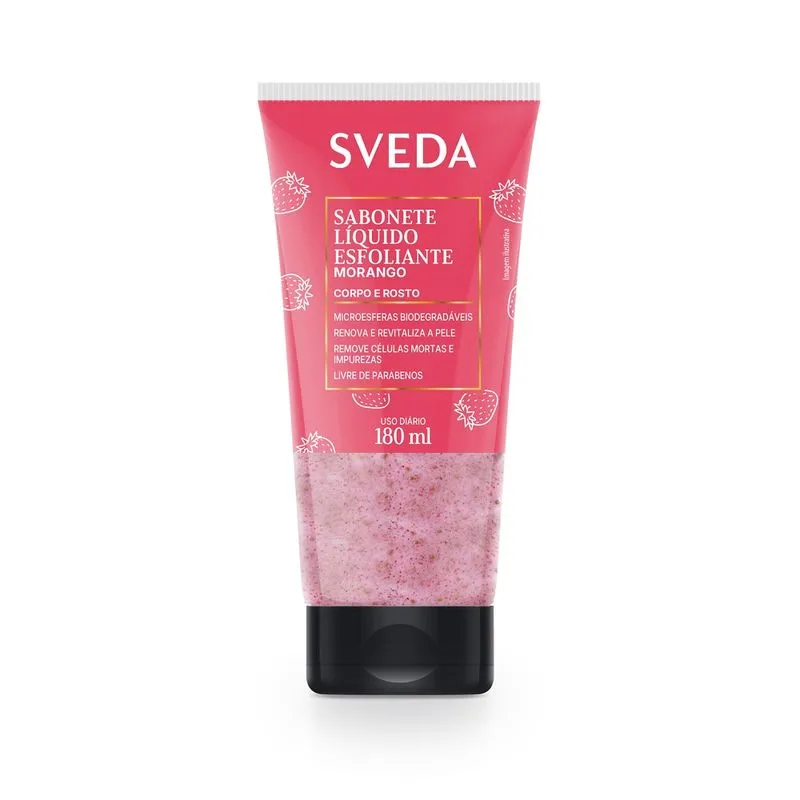 Sabonete Líquido Esfoliante Sveda Morango 180ml