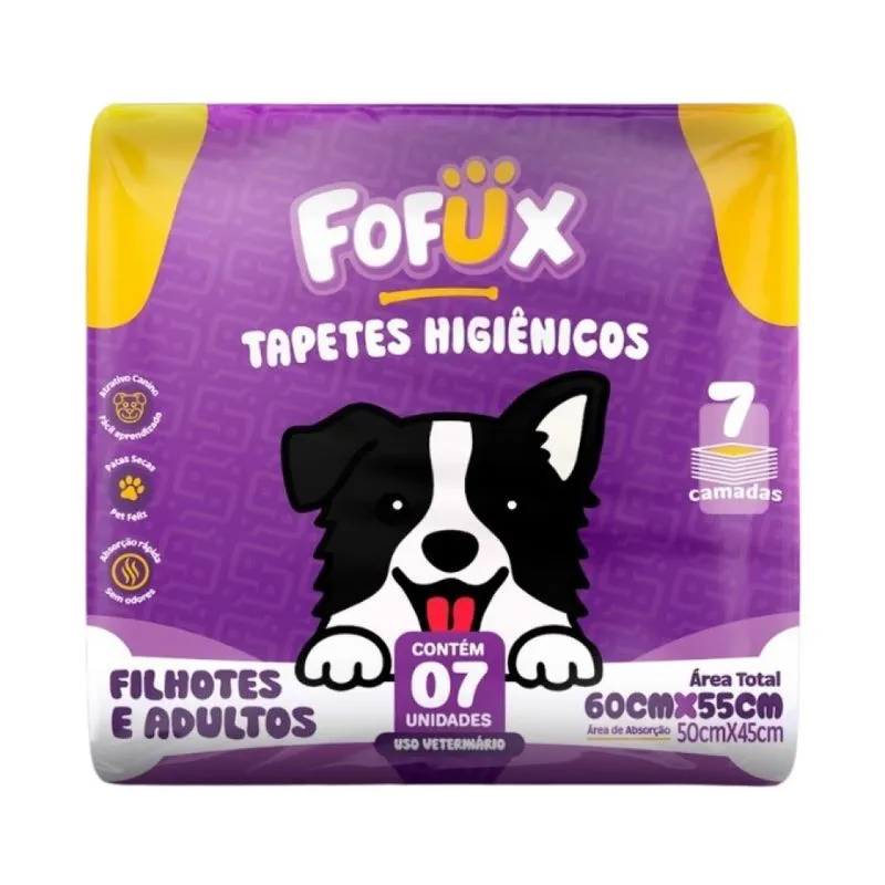 Tapete Higiênico para Cães Fofux Absorvente Impermeável 7 unidades