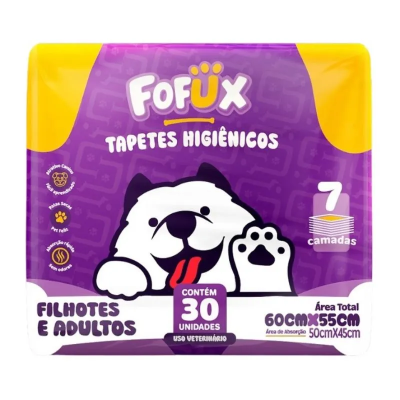 Tapete Higiênico Fofux Para Cães Alta Absorção 30 unidades