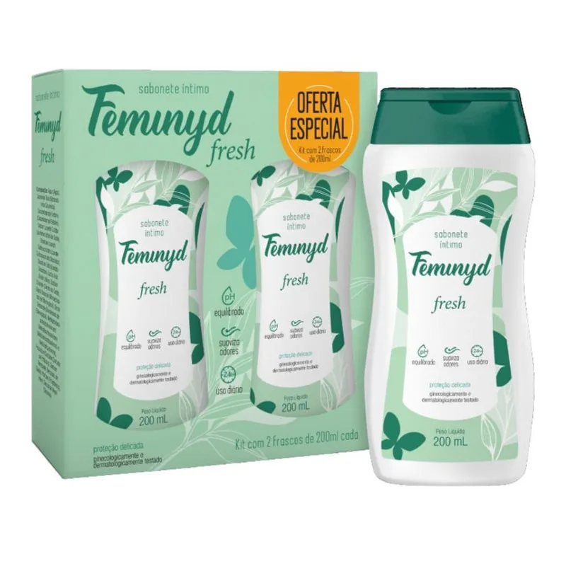 Kit Sabonete Líquido Íntimo Feminyd Fresh 2 Unidades 200ml Cada