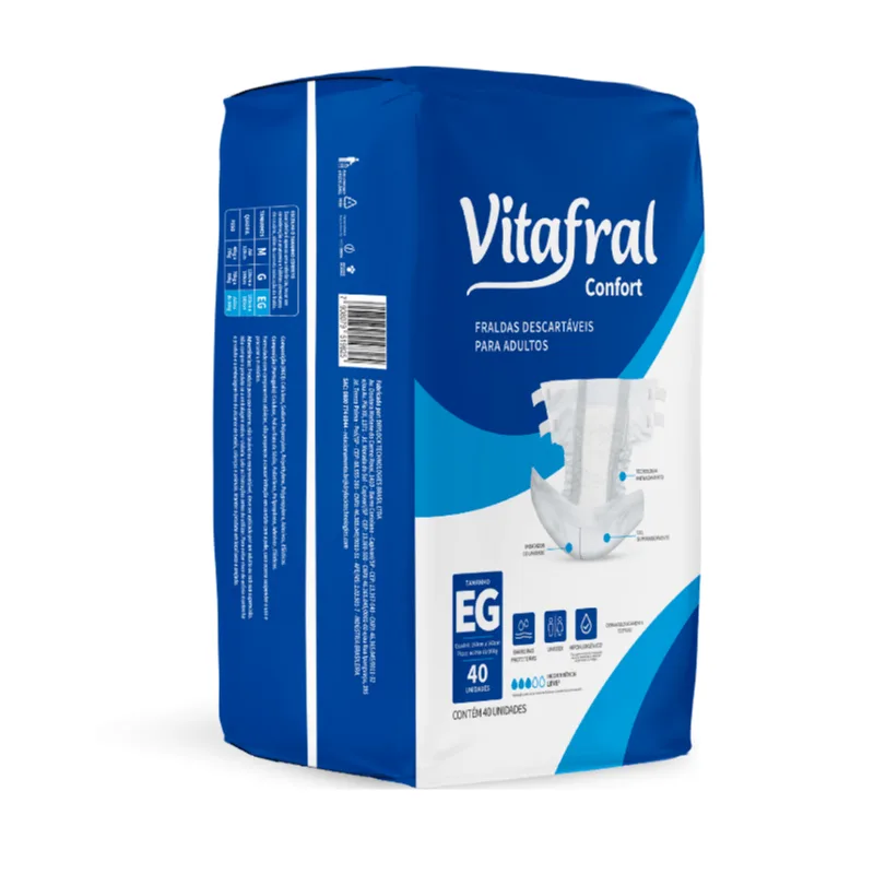 Fralda Descartável Adulto Vitafral Confort XG 40 Unidades