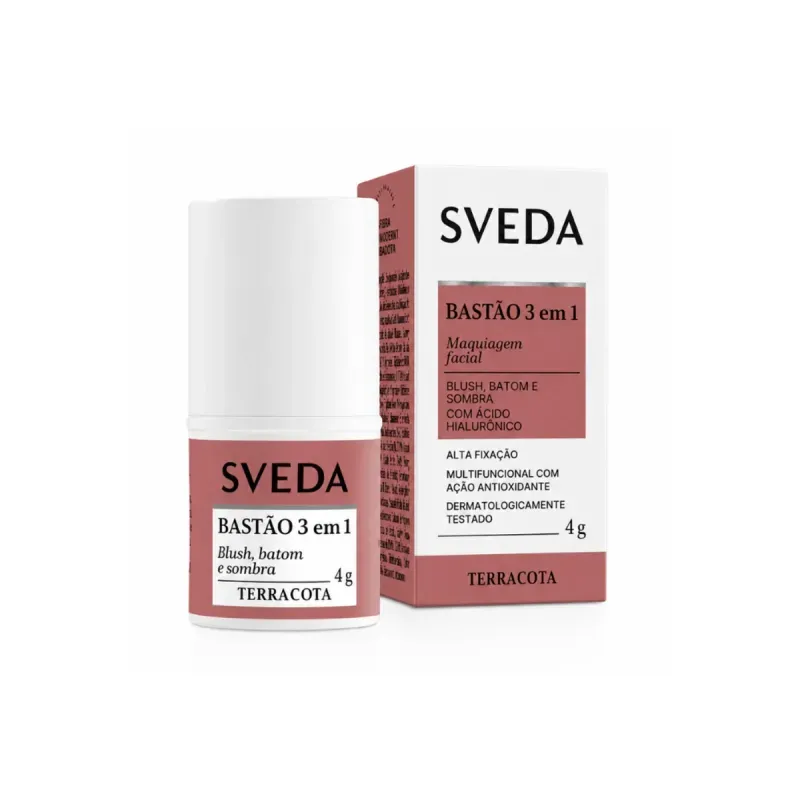 Blush Batom E Sombra Bastao 3 Em 1 Sveda Terracota 4G