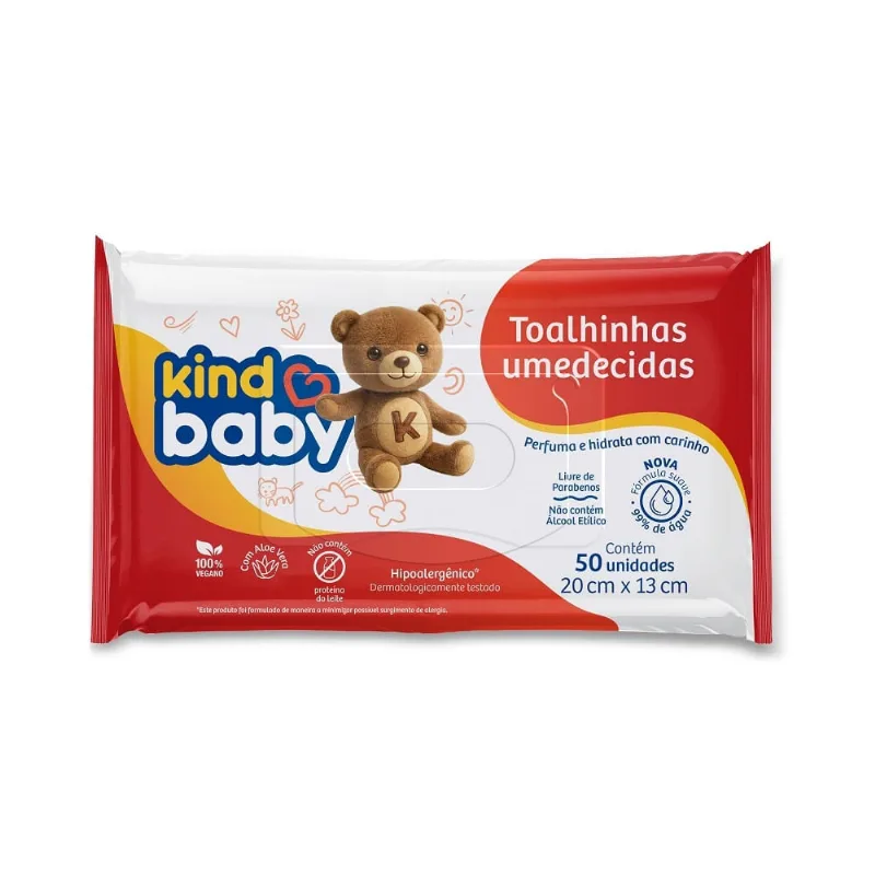 Toalha Umedecida Kind Baby Aloe Vera 50 Unidades