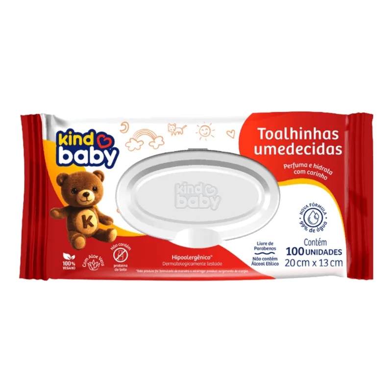 Toalhas Umedecidas Kind Baby 100 Unidades