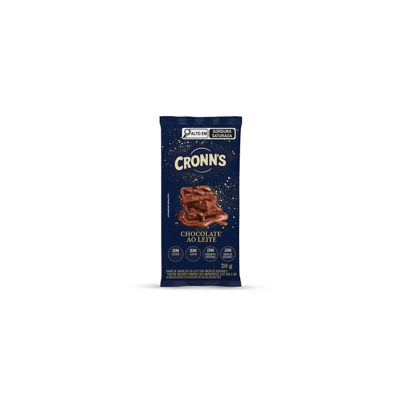 Chocolate Barra Cronns Zero Chocolate ao Leite 20g