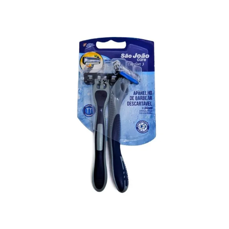 Aparelho Barbear São João com 2 Unidades 3 Lâminas APAR BARB SAO JOAO CARE CONFORT3 MEN 2UN
