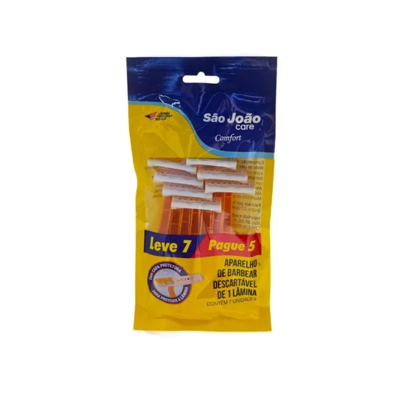 Aparelho Barbear São João com 7 Unidades Pele Sensível APAR BARB SAO JOAO CARE CONFORT LV7 PG5