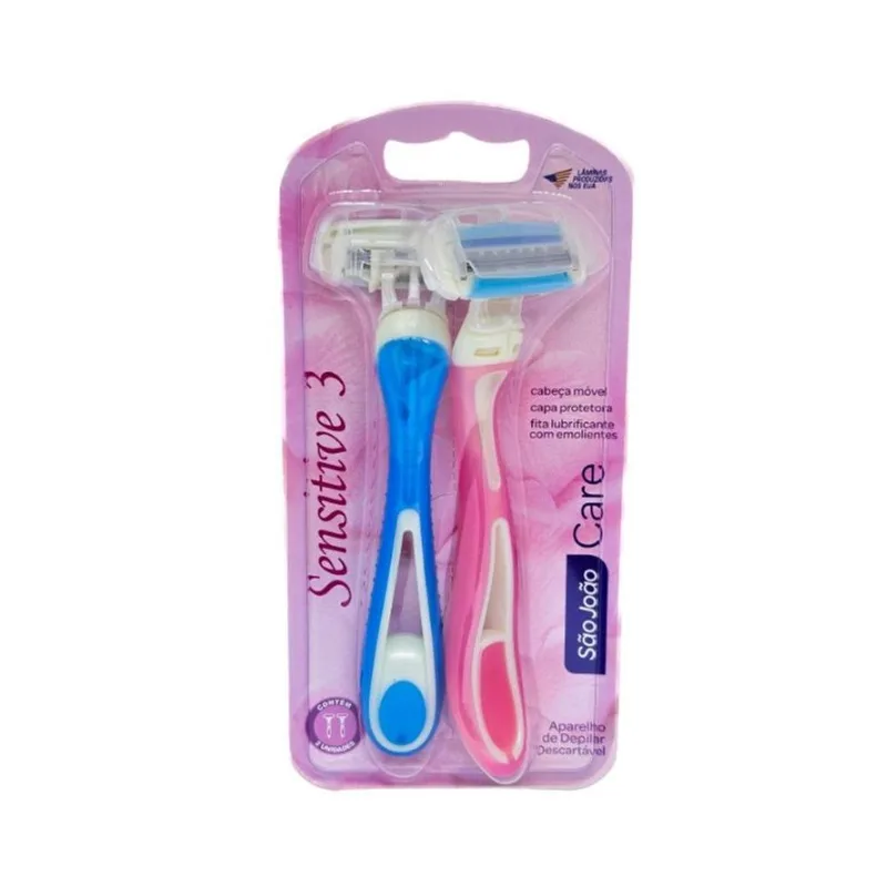 Aparelho para Depilação Descartável São João Care Sensitive 3 Woman 2 Unidades APAR BARB SAO JOAO CARE SENSITIVE3 WOMAN