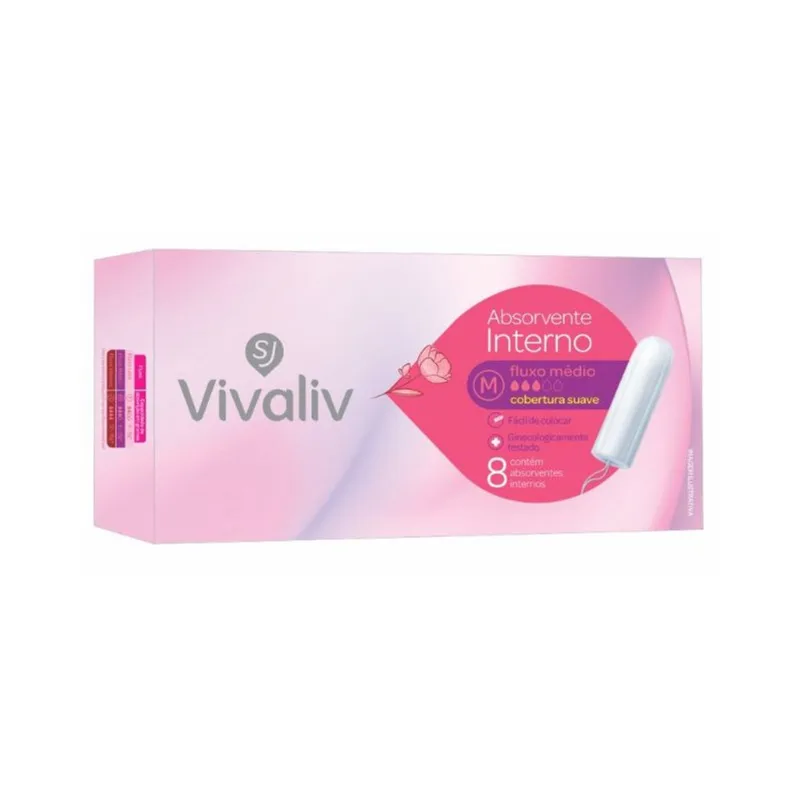 Absorvente Interno Vivaliv Médio 8 Unidades ABS VIVALIV INTERNO MEDIO 8UN