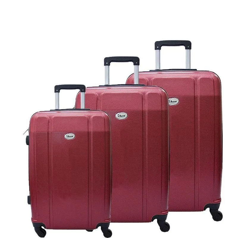 Conjunto de Mala de Viagem Abs Ika Continental Cadeado Rodas Giro 360 3 Peças - Vermelha, P/m/g