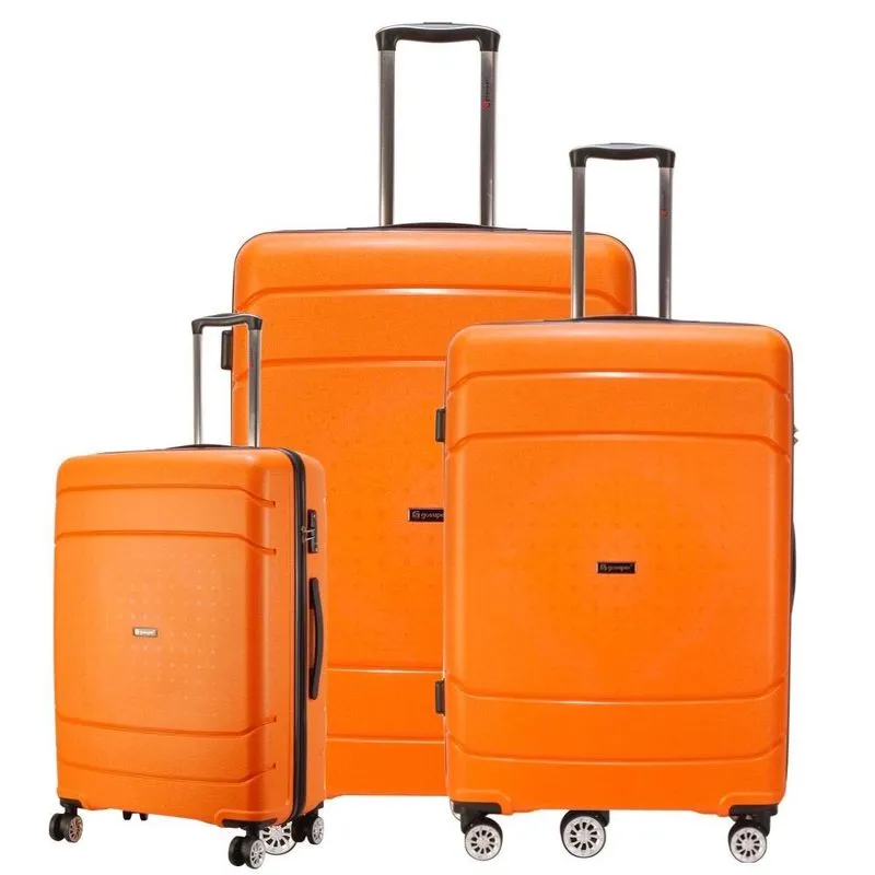 Conjunto de Malas de Viagem em POLIPROPILENO Londres Rodas Duplas, TSA GoSuper 3 Pcs P/M/G Laranja