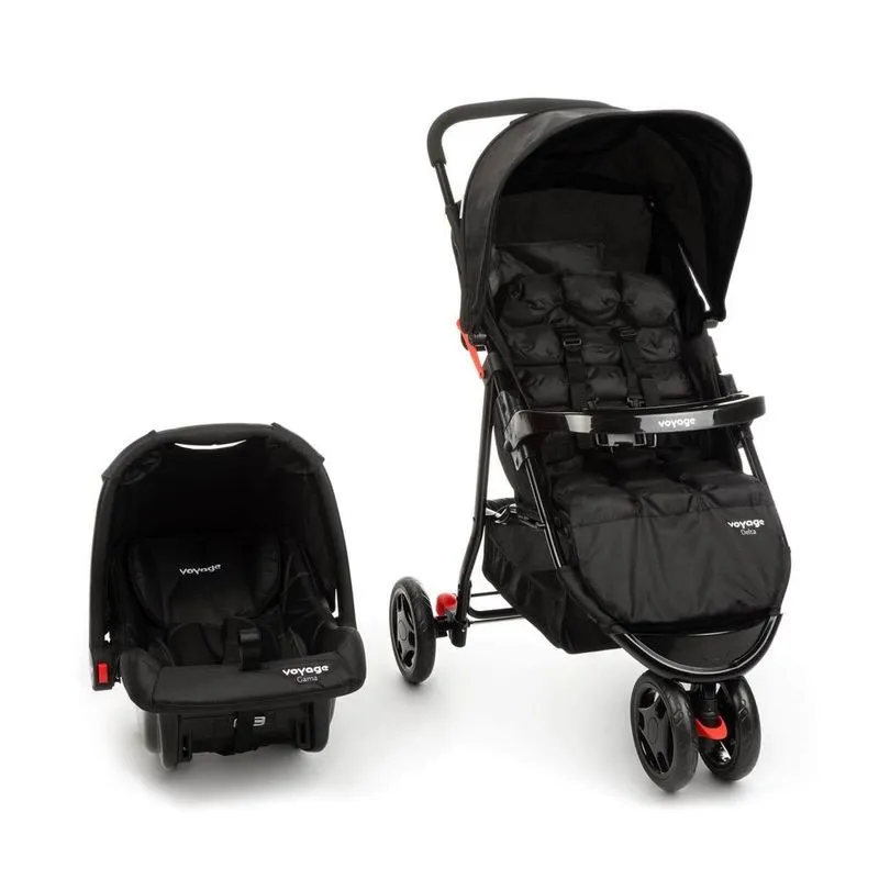 Travel System Carrinho De Bebê Com Bebê Conforto Voyage Delta Preto