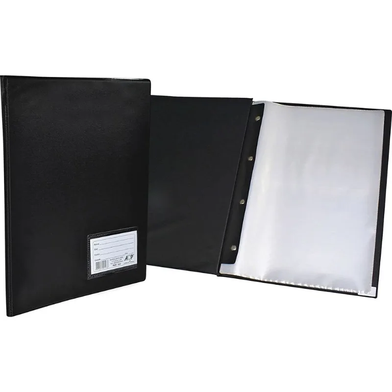 Pasta Catálogo Com Visor 100 Envelopes Reforçada Preta