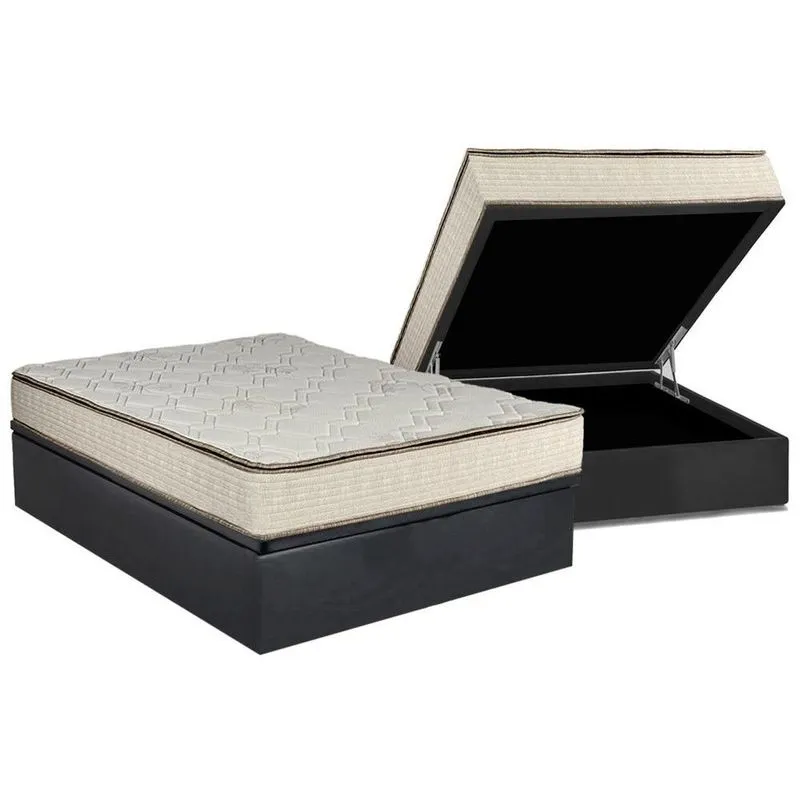 Conjunto Box Baú Casal: Colchão Molas Luckspuma Bonnel Montreal + Base CRC Suede Gray (138x188)