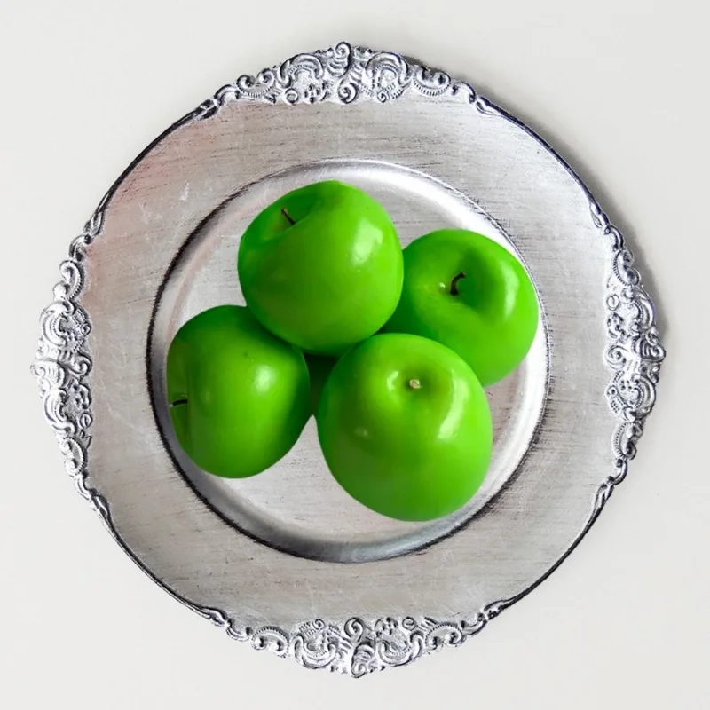 Conjunto Com 4 Maçãs Verdes Falsas Realistas Ideal Para Decoração De Vitrine Tropical Ou Recepção