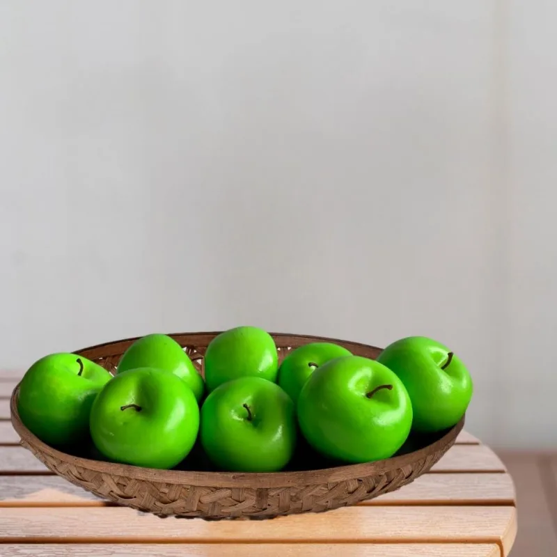 6 Maçãs Verdes Decorativas Em Tamanho Natural - Ideal Para Buffets, Hotéis Ou Consultórios Modernos
