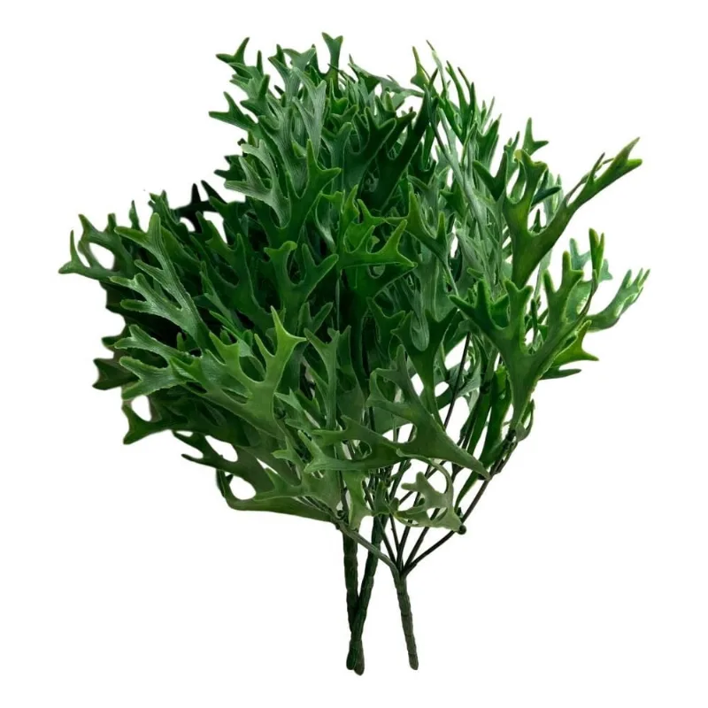 2 Buquês Folhagem Chifre De Veado Decoração Moderna 35cm