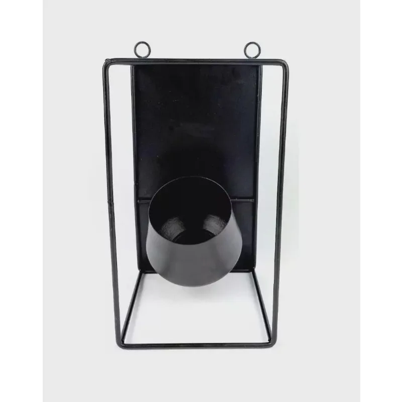 Vaso de ferro preto para parede 15X26CM