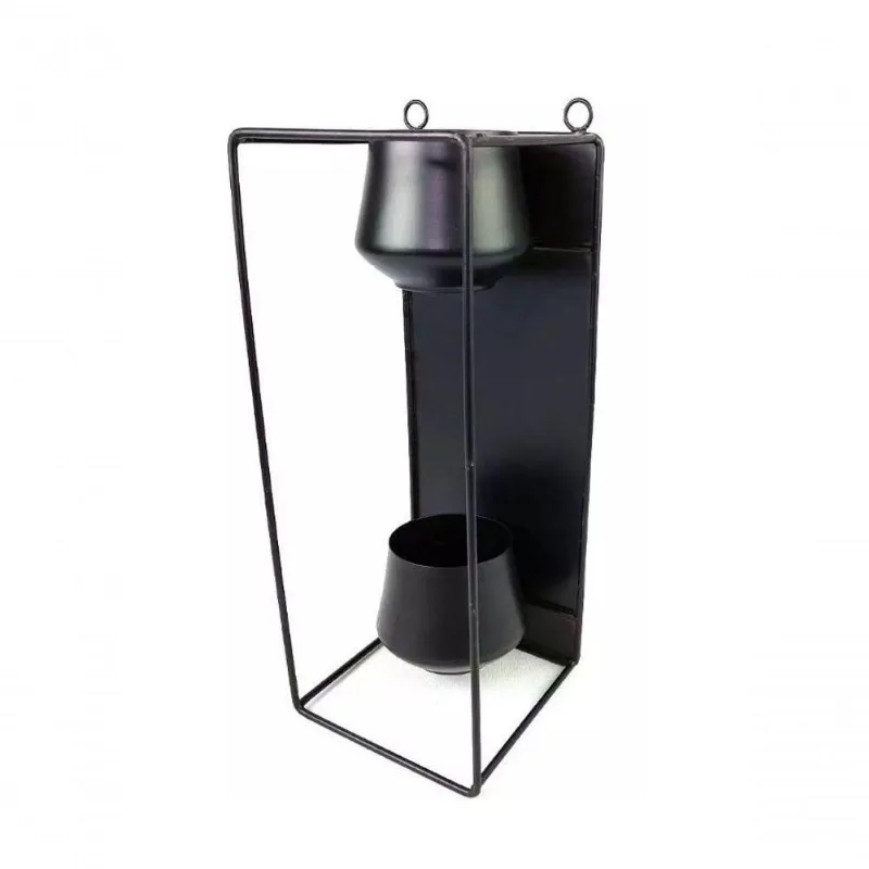 Vaso De Ferro Preto Para Parede 15x37cm
