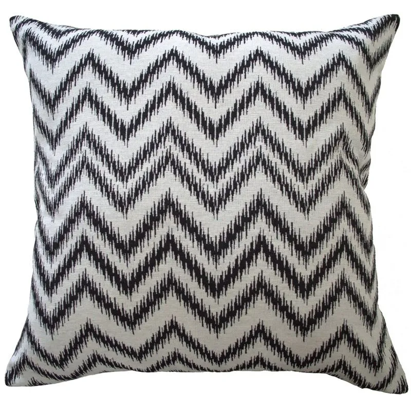 Capa Para Almofada Dupla Face Jacquard 40x40cm ZigZag Branca/Preto