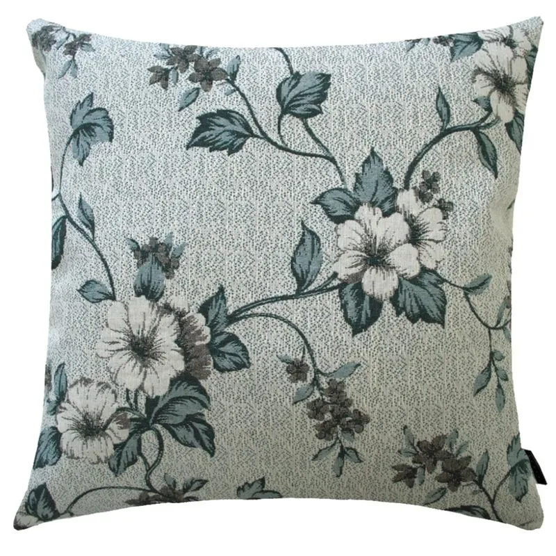 Almofada Dupla Face Jacquard Flores 40x40cm Verde/Verde Claro