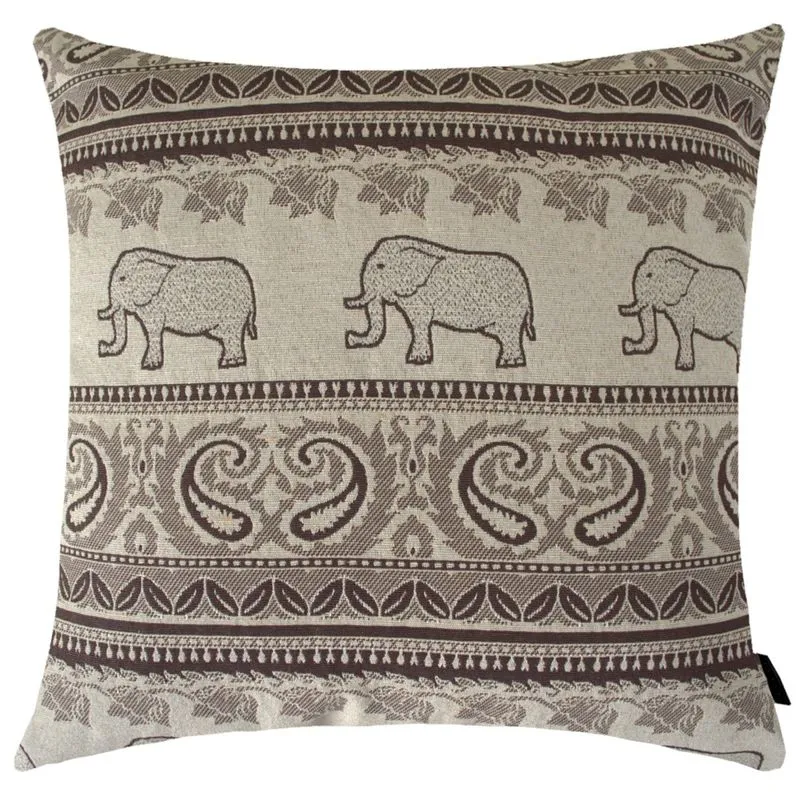 Almofada Jacquard Elefantes 40x40cm Bege