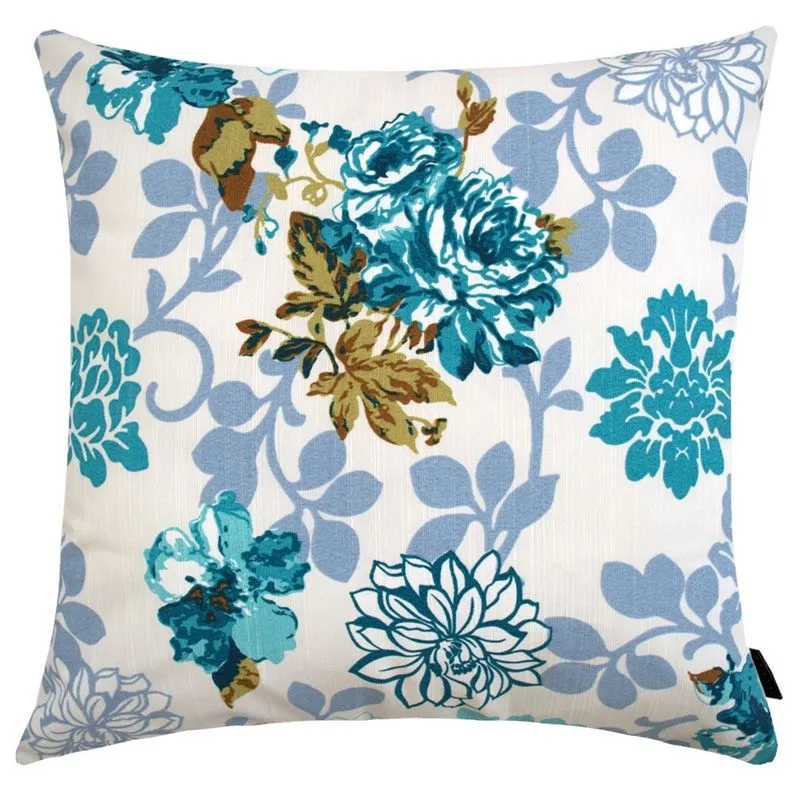 Capa de Almofada Regata Floral 40x40cm Azul