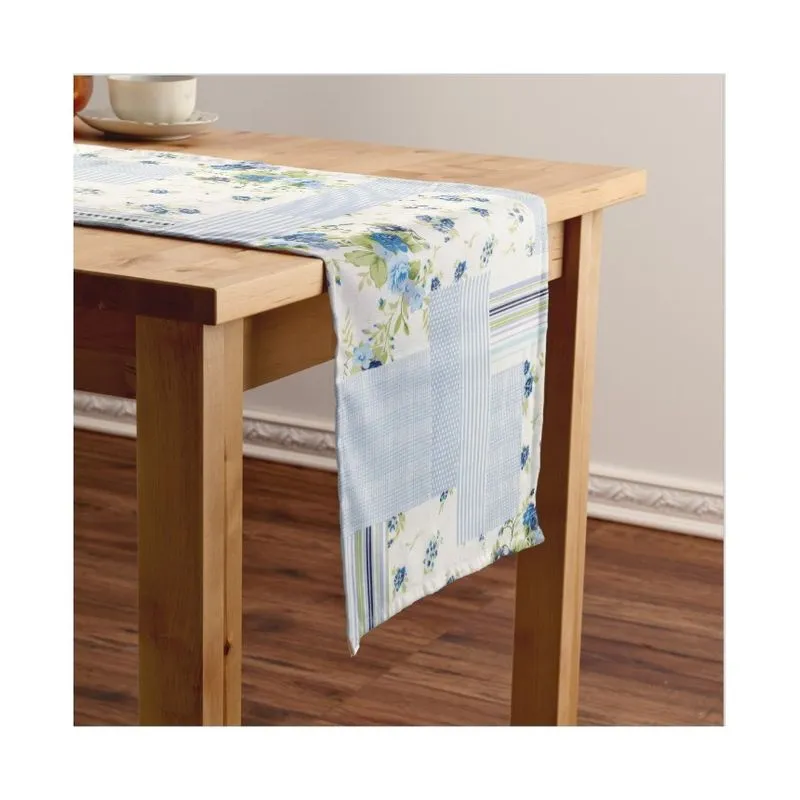 Caminho de Mesa Patchwork 40x200cm Azul